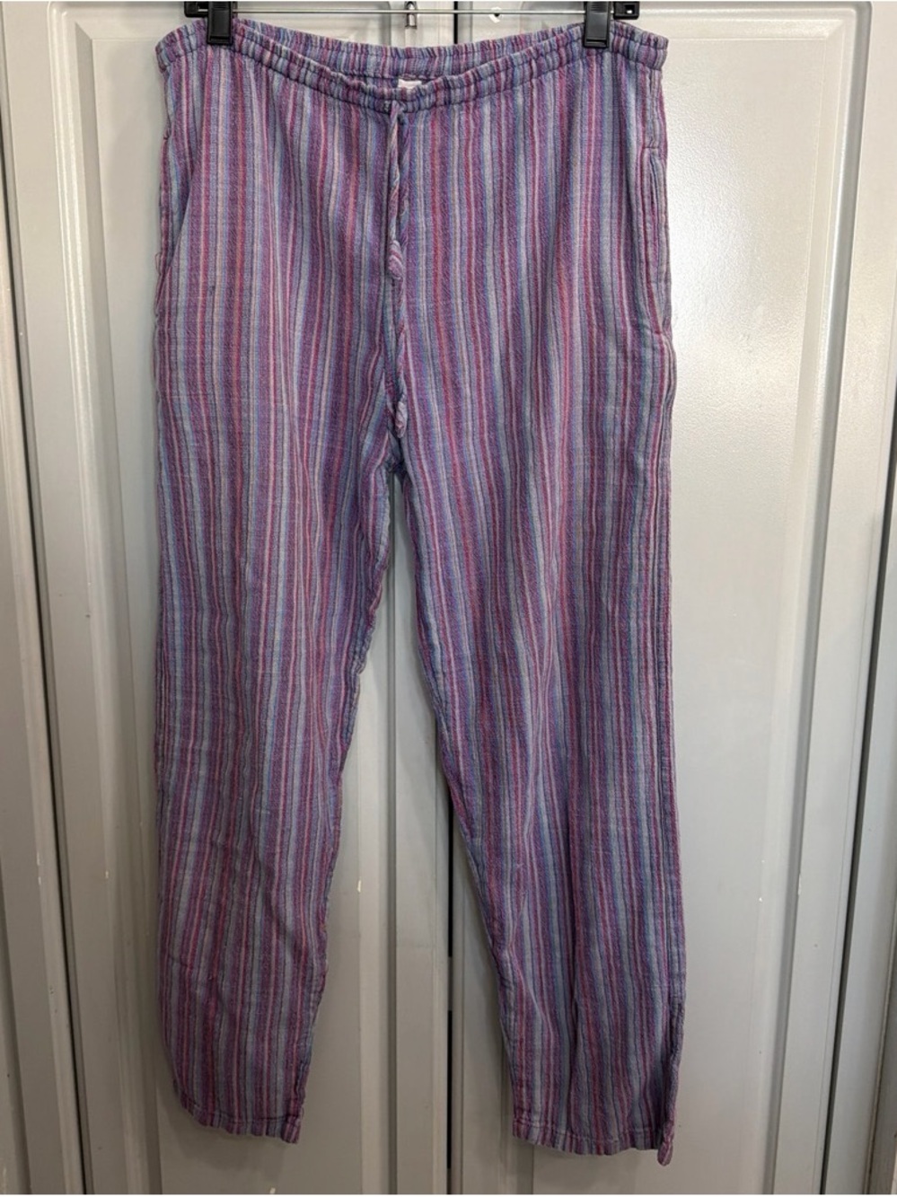 Heritage Drawstring Striped Lavender Purple Lounge Casual Men’s Pants, Sz S/M